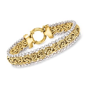 Ross-Simons 18kt Gold Over Sterling Byzantine Beaded-Edge Bracelet With Sterling Silver - 1 of 4