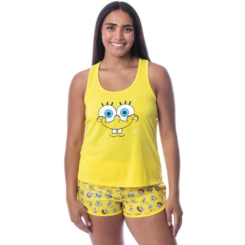 Nickelodeon SpongeBob SquarePants Womens' Faces Tank Pajama Short Set Yellow, 1 of 5