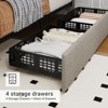 Modern Upholstered Bed Frame with Footboard, Adjustable Headboard, 4 Drawers Wooden and Slats Support - 2 of 4