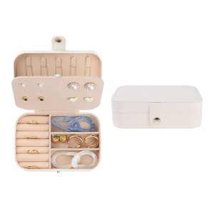 Unique Bargains Travel Portable PU Leather Jewelry Box for Women's Gifts for Earring Necklace - 1 of 4
