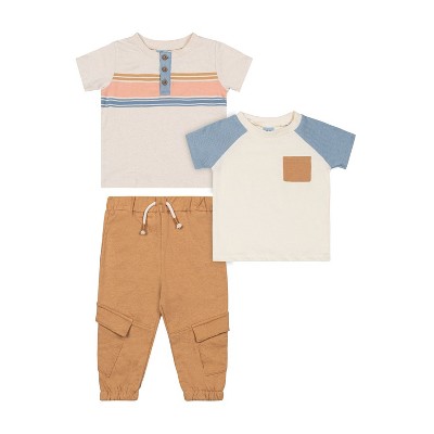 Little Lad Baby Boys 3pc Knit Jogger Set, Multicolor