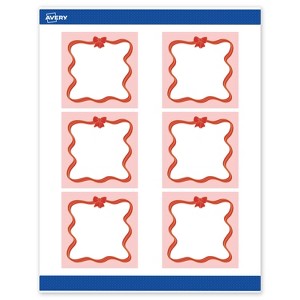 Avery Labels, 3" x 3", Gold-Pink Bow, Matte, 60ct - 1 of 4