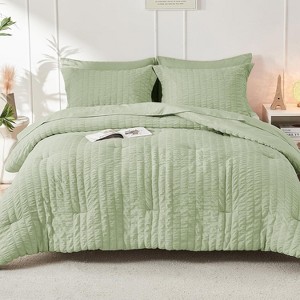 BAGOKIE Seersucker Bed in a Bag 5/7 Pieces Comforter Set for All Season - 1 of 4