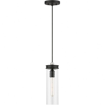 DeVoe Black and Brushed Nickel Mini Pendant with Clear Glass