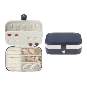 Unique Bargains Women's Portable PU Leather Travel Jewelry Storage Organizer Case - 1 of 4
