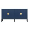 Elegant Vertical Stripe Cabinet with Robust Metal Legs and Semi-Circular Pulls - Ideal for Study, Entryway, and Living Room - 3 of 4