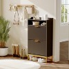 Shoe Cabinet Storage for Entryway ,Wood Shoe Rack with 2 Flip Drawers & Open Storage Shelf - 2 of 4