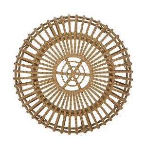NAYSAYE Patio End Table Boho Coffee Table with Faux Rattan Weave for Indoor and Outdoor Use, Brown, 29.5"*29.5"*15.3" - 1 of 4