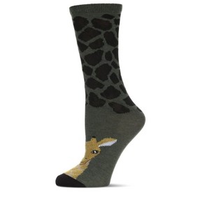 Memoi Women's Foot Pet Giraffe Crew Socks Rosin Heather One Size - 1 of 2