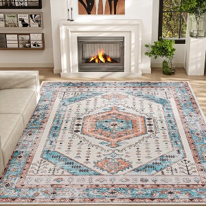 HOMCOM Area Rug, Vintage Machine Washable Rug, Non-Slip Floor Carpet for Living Room, Bedroom, Dining Room, Home Office - 1 of 4
