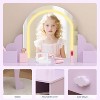 Kids Vanity with Mirror & Stool, Kids Makeup, Little Girls Vanity with Storage Drawer & Shelves for Girls 3-9 - 3 of 4