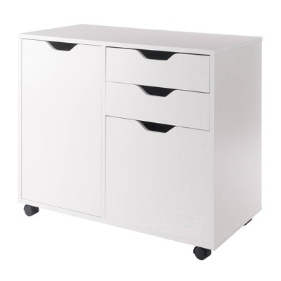 Halifax 2 Sections Mobile Filing Cabinet White - Winsome: Mdf ...