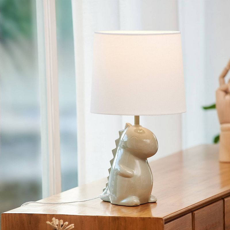 16&#34; Tommy Dinosaur Green Ceramic Table Lamp with White Cotton Shade - Globe Electric, 6 of 10