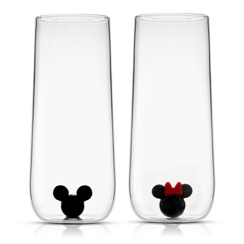 Joyjolt Disney Mickey & Minnie Icon Tall Highball Drinking Glass - 14 Oz -  Set Of 2 : Target