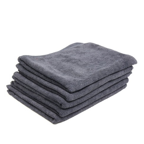 Unique Bargains 250GSM Microfiber Towel Clean Cloths Car Washing Wax Polish  Gray 5pcs 25.60x13