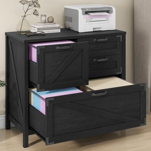 Lateral File Cabinet with 4 Drawer, Wood File Storage Cabinet for Home Office Furniture - 1 of 4