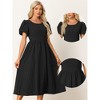 Allegra K Women's Round Neck Fit and Flare Summer Puff Sleeve Midi Dress - image 2 of 4