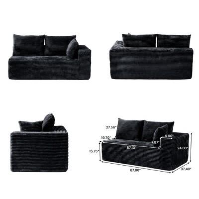 WJSHome 104 Inch Modular Sectional Cloud Couch, Boneless Sofa with Deep Seat, Comfy Fluffy Couch with L-Shaped Chaise,Right-Facing Chaise