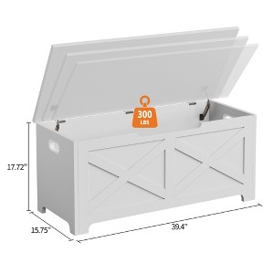 MDF Decorative Storage Stool 39.4 inches - Decorative storage unit, stylish footstool, uniquely shaped legs, multi-functional storage solution. - 1 of 4