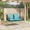 vidaXL Swing Bench with Cushions Black 42.9"x24.4"x15.7" Poly Rattan - 3 of 4