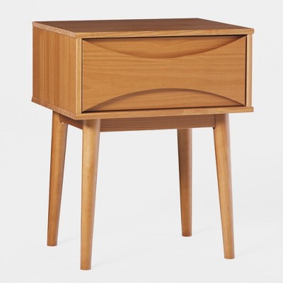 Mid-Century Modern Contoured 1 Drawer Nightstand - Saracina Home