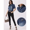 INSPIRE CHIC Women's Casual Short Puff Sleeves Button-Down Jean Denim Jacket - 2 of 4
