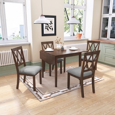 Rubber Wood Dining Chairs Set of 2, Upholstered Kitchen Chairs Side Stylish Kitchen Chairs with Solid Wood Legs and Padded Seat-Tanpinhause