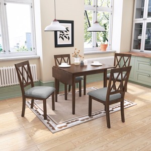 Rubber Wood Dining Chairs Set of 2, Upholstered Kitchen Chairs Side Stylish Kitchen Chairs with Solid Wood Legs and Padded Seat-Tanpinhause - 1 of 4