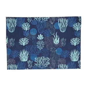 Saro Lifestyle Ocean Depths Coral Placemat (Set of 4), 14"x20", Blue - 1 of 4