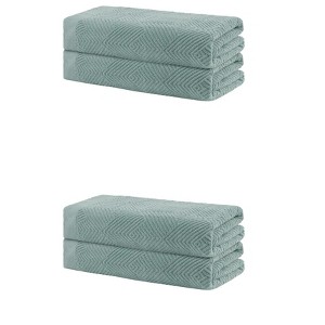 Unique Bargains Cotton Quick Lightweight Dry Large Bath Towels 4 Pcs - 1 of 4