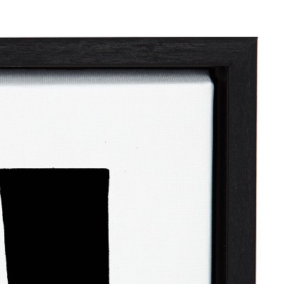 Sylvie Black and White Geometric Block Print Framed Canvas