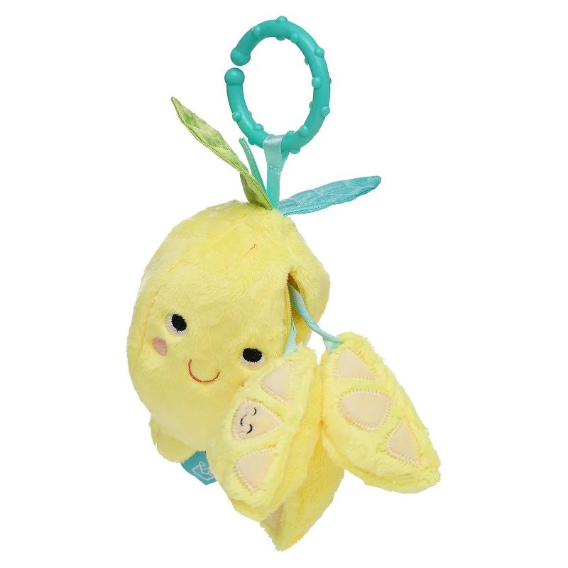 Manhattan Toy Mini-Apple Farm Lemon Baby Travel Toy with Rattle, Squeaker, Crinkle Fabric & Teether Clip-on Attachment, 5 of 10