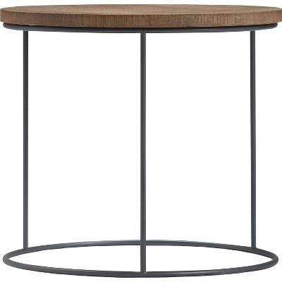Berkshire 23" Round Distressed Wood and Metal Nesting Side Tables
