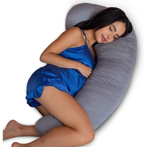 Pharmedoc Pregnancy Pillows J-shape Full Body Maternity Pillow, Grey Cooling Cover - 1 of 4