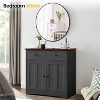 Modern Round Wall Mirror 18 Inch, Metal Frame Dressing Mirror, Minimalist Wrap Design Decorative Mirror for Bathroom, Vanity, Living Room - 2 of 4