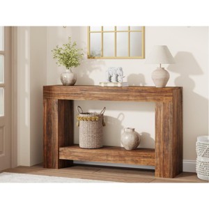 47.24/63" Farmhouse Console Table - 2-Tier Wood Entryway Table w/Storage for Living Room/Hallway - Rustic Design - 1 of 4