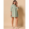 INSPIRE CHIC Women's 3/4 Sleeve Button Front Solid Color Flare Mini Shirt Dress - 3 of 4