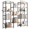 4 Tier Bookcases, Triple Wide Industrial Bookshelf, 62 x 54 x 10'' Steel Bookshelf, Display Storage Bookshelves for Living Room, Bedroom, Home, Office - 2 of 4