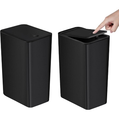 Bathroom Trash Can with Lid, 10 Liter/ 2.6 Gallon Slim Garbage Can, Small Trash Bin Waste Basket with Pop-Up Lid