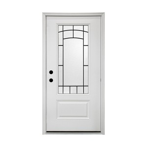 MAYEERTY Smooth Fiberglass Entry Door Classic style for Home's Front Entrance, Right Hand Inswing, White - 1 of 4