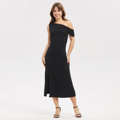 Женские платья A New Day Women's One Shoulder Ruched Midi Dress - A New Day™ Black M — фото 3