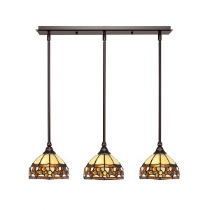 Toltec Lighting Any 3 - Light Chandelier in  Dark Granite with 7'' Roman Jewel Art Glass Shade - 1 of 1