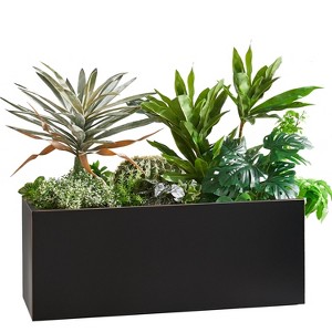 Wallowa Weather Resistant Seamless Metal Flower Box with Drainage Hole and Modern Design Black - 1 of 4