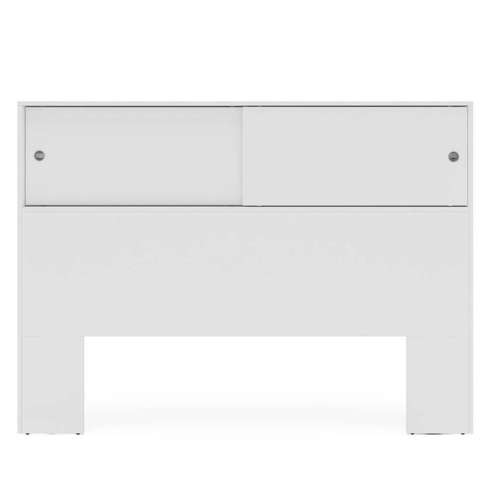 Queen Victoria Storage Headboard White - Polifurniture: Modern Bookcase Style, No Box Spring Needed