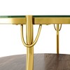 ACEPANO 29.9 in. W Modern Round 2-Tiered Coffee Table with Glass Top and Gold Base for Living Room-Walnut - 4 of 4