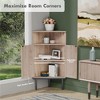 Brafabhome 4-Tier Corner Storage Cabinet with Handmade Natural Rattan Doors, Free Standing Corner Cabinet with Adjustable Shelves | Nature - 3 of 4