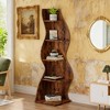 Okak 5 Tier Freestanding Wavy Bookshelf Corner Organizer,Wooden Display Bookcase Open Storage Rack for Home Office,Study - 4 of 4