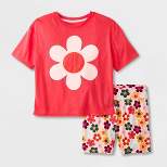 Girls' 2pc T-Shirt and Bike Shorts Pajama Set - art class™
