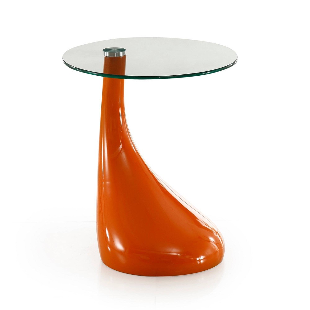 Photos - Coffee Table Lava Accent Table Abs and Glass Top Orange - Manhattan Comfort: Tempered T