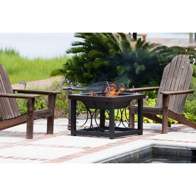 30" Bronze Wood Fire Pit Table with Storage Rack